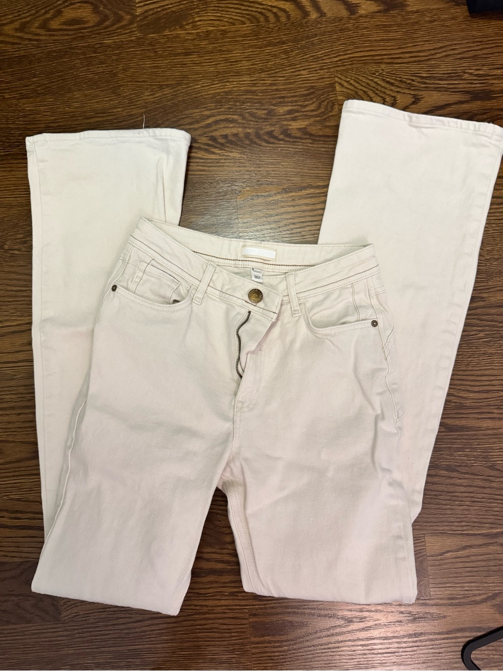 River Island Women's Light Cream Straight- Size 10